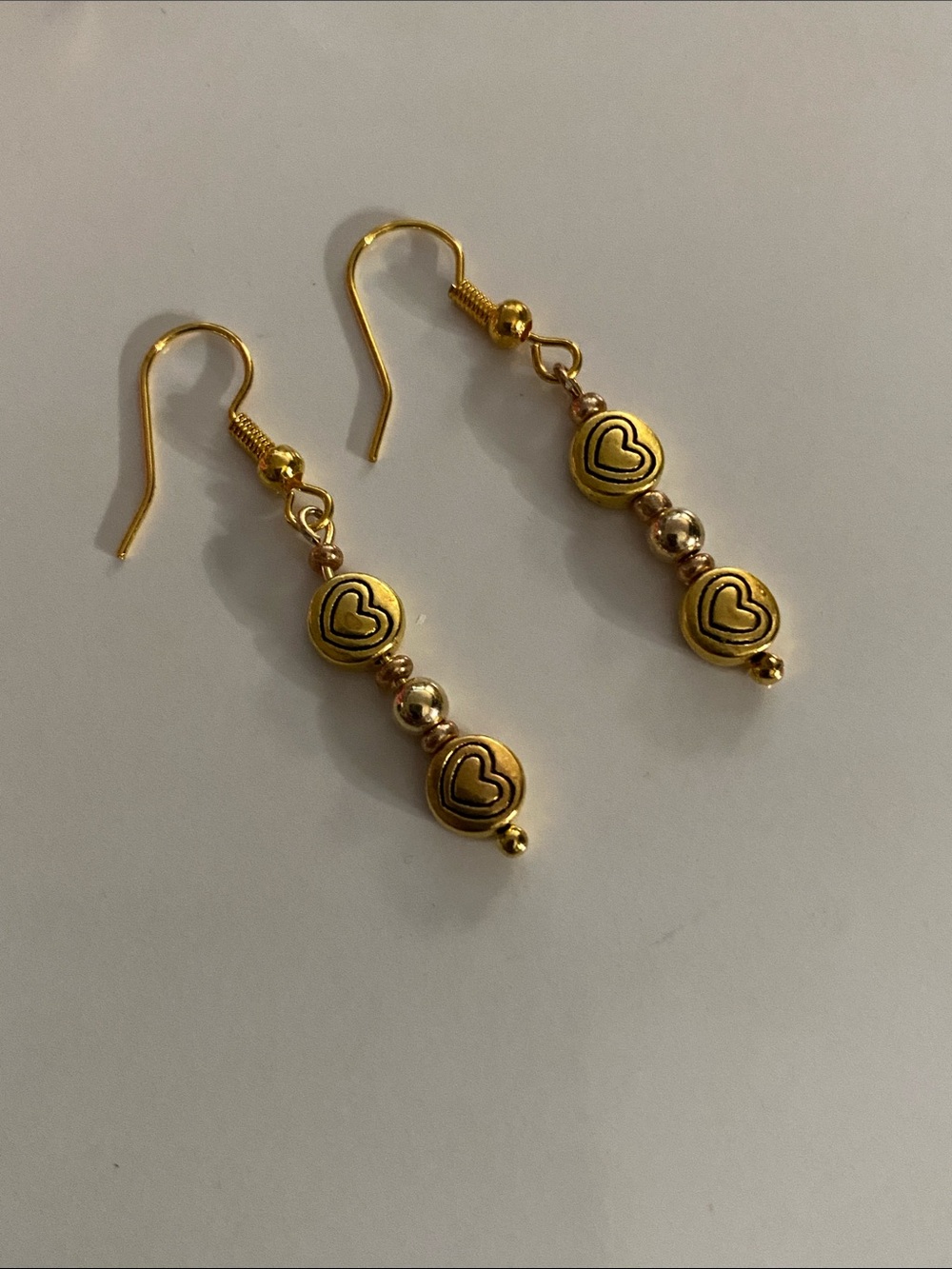 Gold Heart Bead Drop Earrings Good Vibes 😎 Only Jewelry Co.